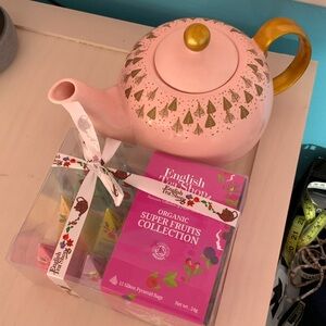 Pink Teapot with Gold Accents